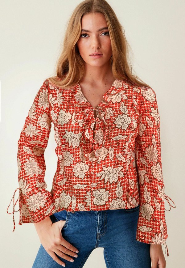Next RUFFLE TIE FRONT LONG SLEEVE TOP