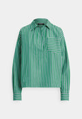 Lauren Ralph Lauren STRIPED COTTON BROADCLOTH CROPPED SHIRT