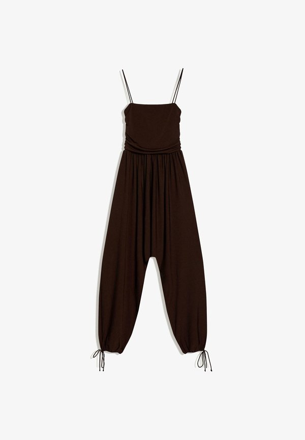 Bershka SAROUEL JUMPSUIT - Jumpsuit - dark brown
