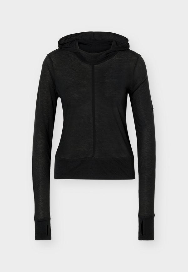 adidas Sportswear SOFT LUX SHEER HOODED LONG SLEEVE - Hoodie - black