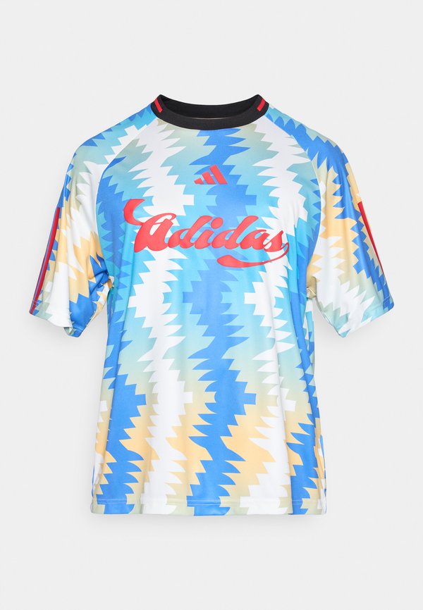 adidas Sportswear HOUSE OF TIRO X COMMON GOAL - Print T-shirt - off white/semi ice tangerine/ray blue/multicolor