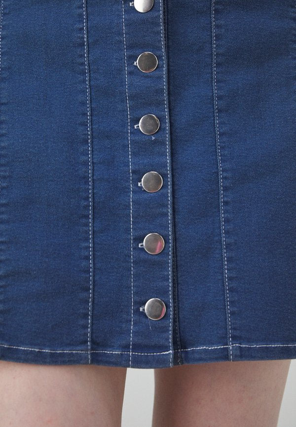 Denim Project BUTTON BANDEAU DRESS