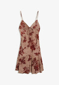 Bershka PRINTED STRAPPY - MINI DRESS - Day dress - dark brown