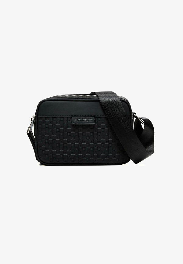Bershka MONOGRAM EMBOSSED  - Cross body bag - black