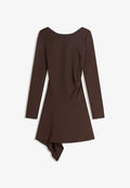 Bershka ASYMMETRIC FLOUNCE - Day dress - dark brown