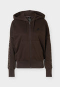 adidas Sportswear SEASONAL ESSENTIALS ANIMAL PRINT 3-STRIPES FULL-ZIP HOODED TRACK TOP - Zip-up sweatshirt - aurora coffee/multi-coloured/preloved brown