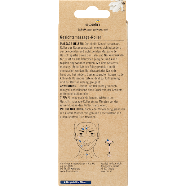 Gesichtsmassageroller aus Rosenquarz ebelin