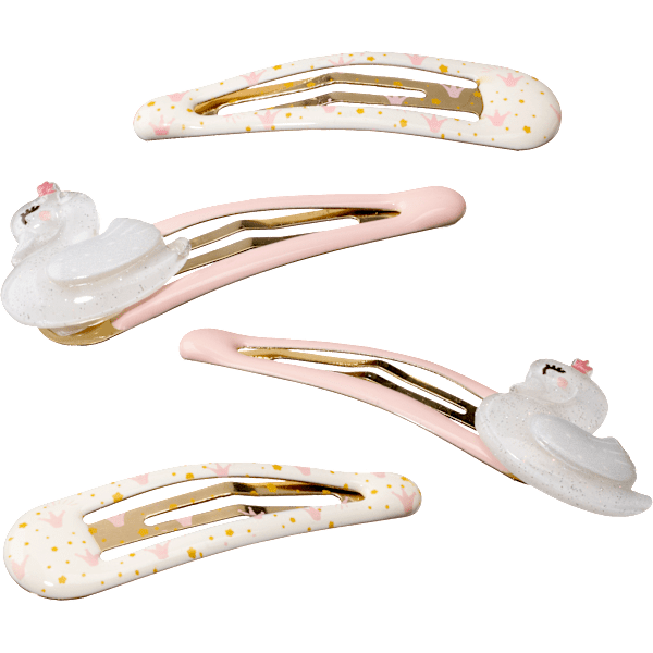 Haarclips mit Schwänen & Kronen, rosa ebelin