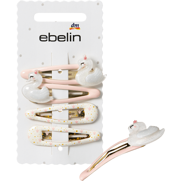 Haarclips mit Schwänen & Kronen, rosa ebelin