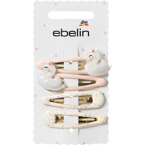 Haarclips mit Schwänen & Kronen, rosa ebelin