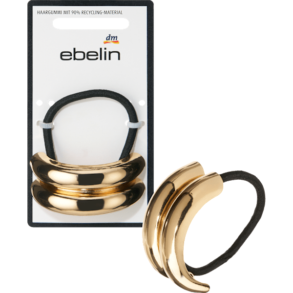 Haargummi mit Metallapplikation, schwarz/Gold-Optik ebelin