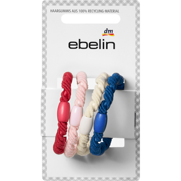 Haargummis gedreht, rot/rosa/weiß/blau ebelin