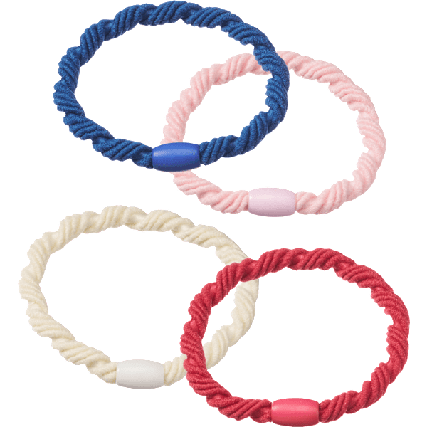 Haargummis gedreht, rot/rosa/weiß/blau ebelin