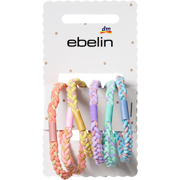 Haargummis geflochten, bunt ebelin
