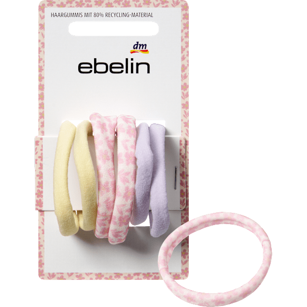 Haargummis gelb/flieder/Blumenmuster ebelin