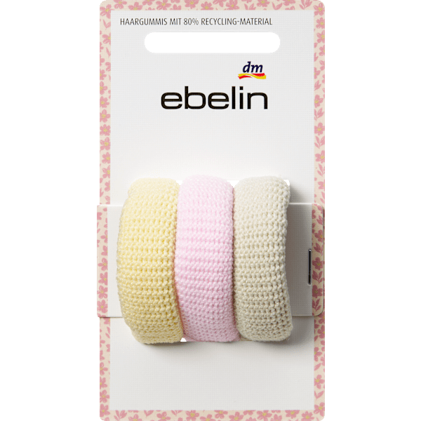 Haargummis gelb/rosa/salbeigrün ebelin