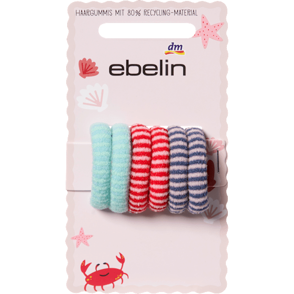 Haargummis gestreift, mint/rot/blau ebelin