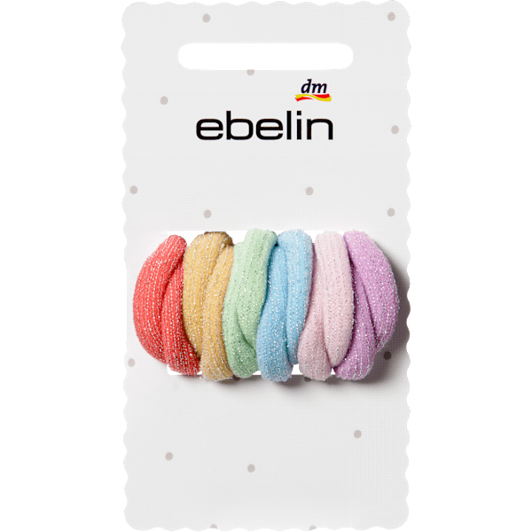 Haargummis mit Glitzerfaden, bunt ebelin