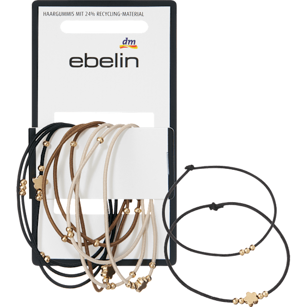 Haargummis mit Perlen, braun/schwarz/beige ebelin