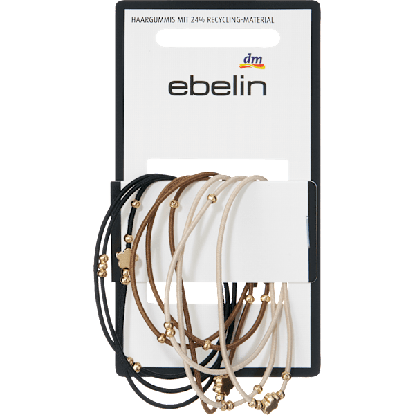Haargummis mit Perlen, braun/schwarz/beige ebelin