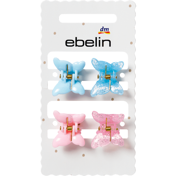Haarklammern Schmetterling, hellblau/rosa ebelin