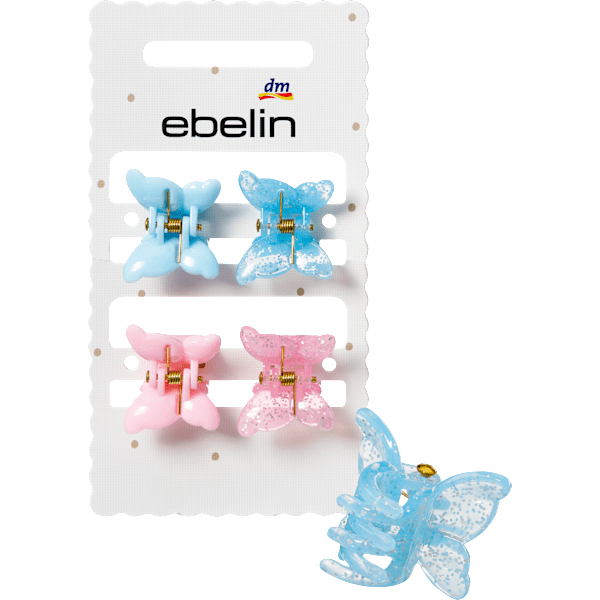 Haarklammern Schmetterling, hellblau/rosa ebelin