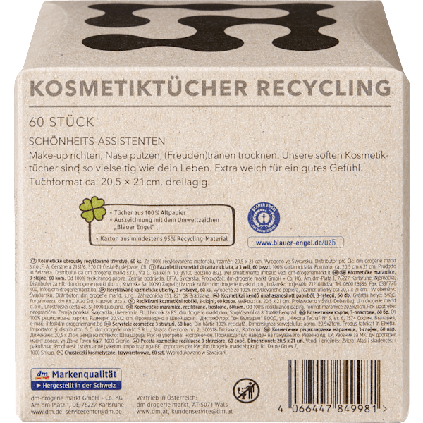 Kosmetiktücher Recycling 3-lagig ebelin