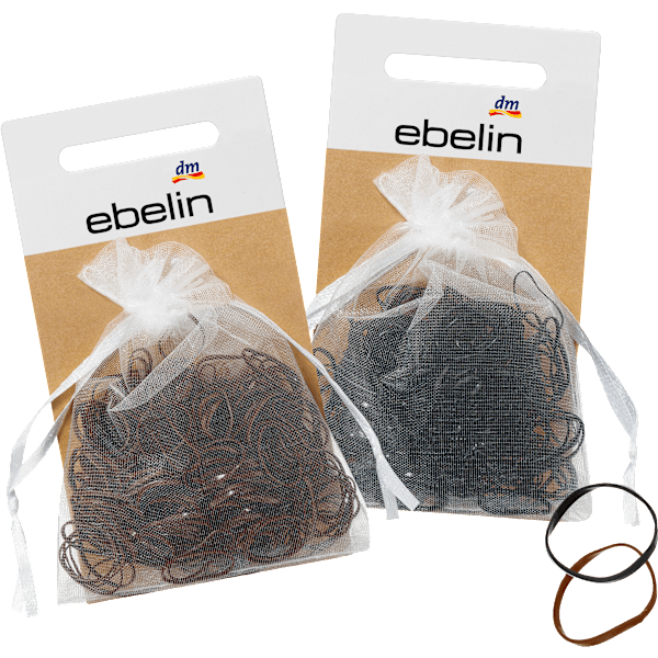 Mini-Haargummis in Organza-Säckchen schwarz / braun ebelin