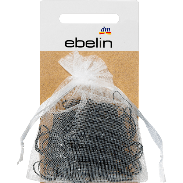 Mini-Haargummis in Organza-Säckchen schwarz / braun ebelin