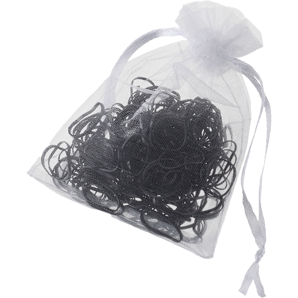 Mini-Haargummis in Organza-Säckchen schwarz / braun ebelin