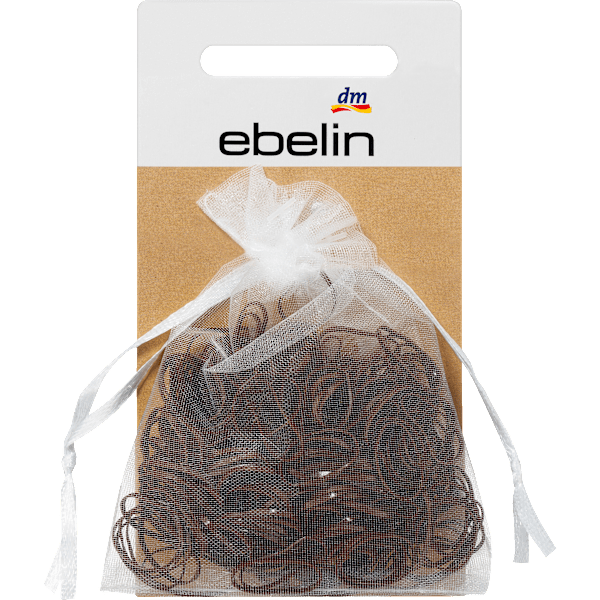Mini-Haargummis in Organza-Säckchen schwarz / braun ebelin