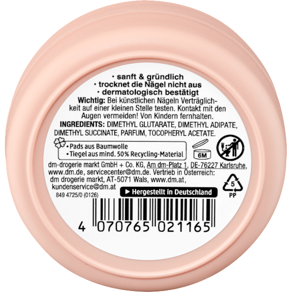 Nagellackentferner Pads Grüner Tee und Apfel ebelin
