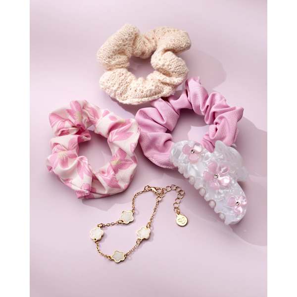Scrunchies creme/rosa ebelin