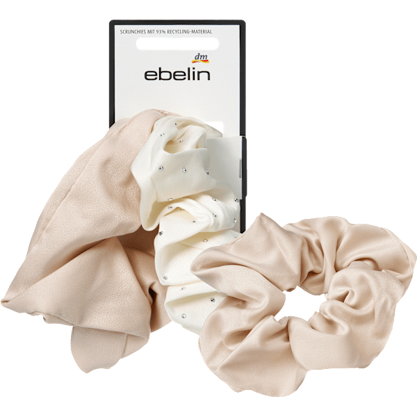 Scrunchies mit Glitzer, creme/beige ebelin
