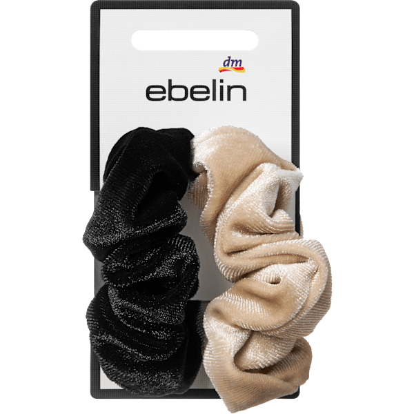 Scrunchies Samt-Optik, beige/schwarz ebelin