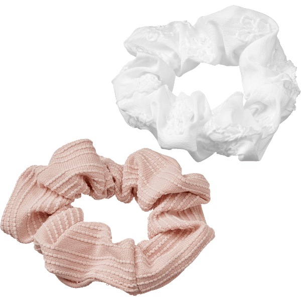Scrunchies Stickerei, rosa/weiß ebelin