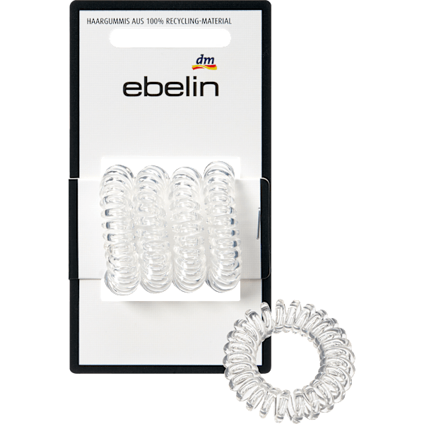 Spiralhaargummis midi, transparent ebelin