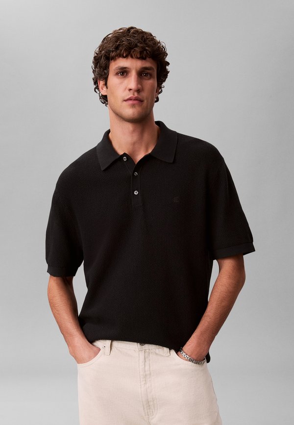 Calvin Klein TEXTURED - Polo shirt - black