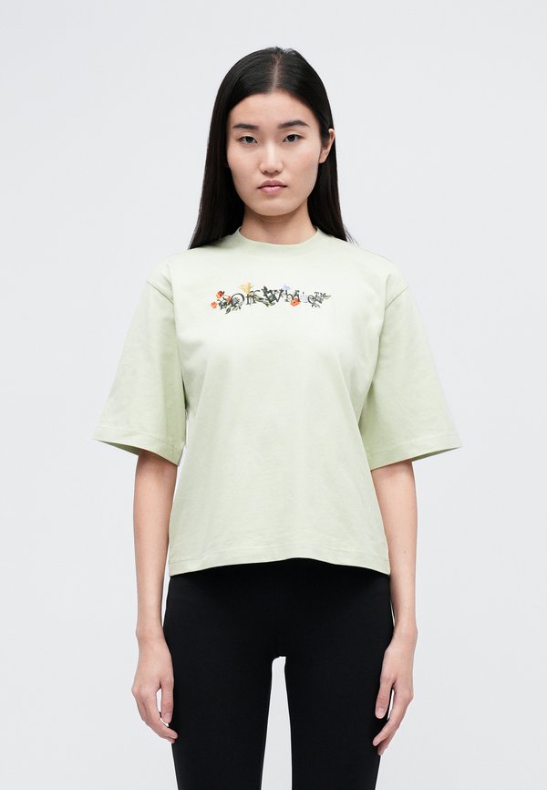 OFF-WHITE BOOKISH FLOWERS BOXY TEE