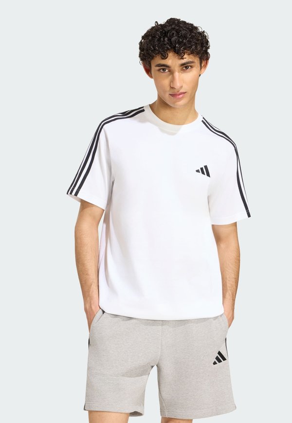 adidas Sportswear ESSENTIALS 3 STRIPES LEFT CHEST - Sports T-shirt - white   black