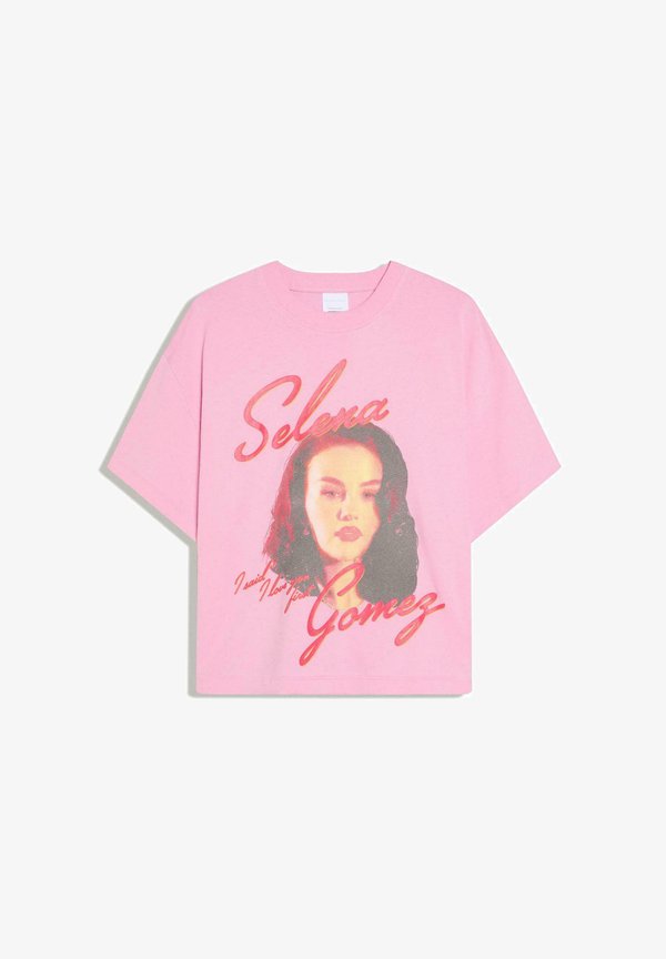 Bershka SELENA GOMEZ SHORT SLEEVE - Print T-shirt - light pink