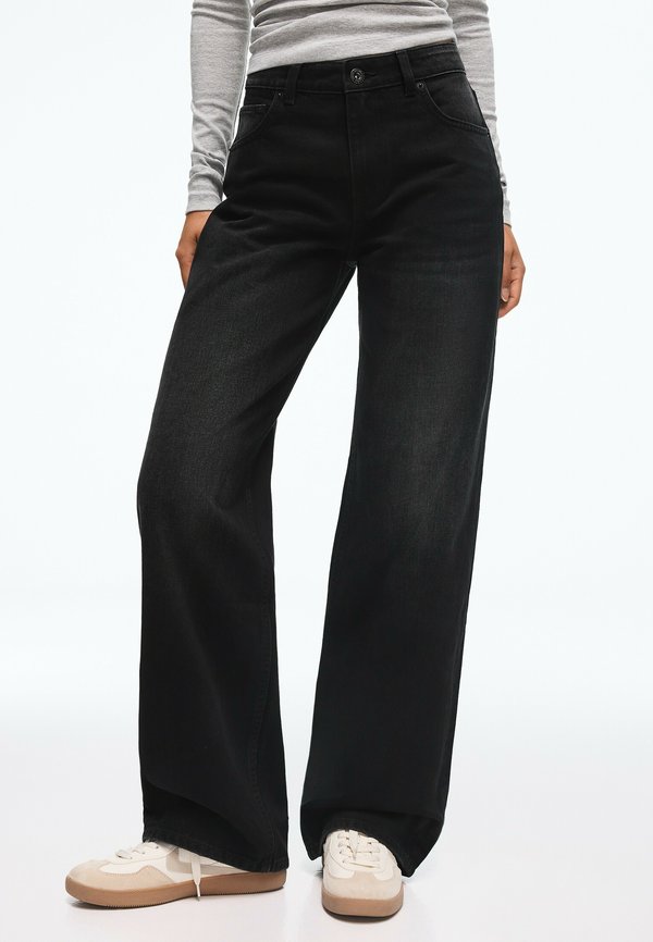Bershka STRAIGHT WIDE HIGH WAIST- JEANS - Wide Leg - black
