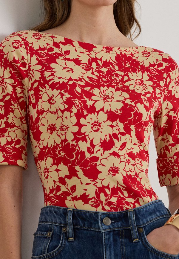 Lauren Ralph Lauren FLORAL STRETCH COTTON BOATNECK TEE