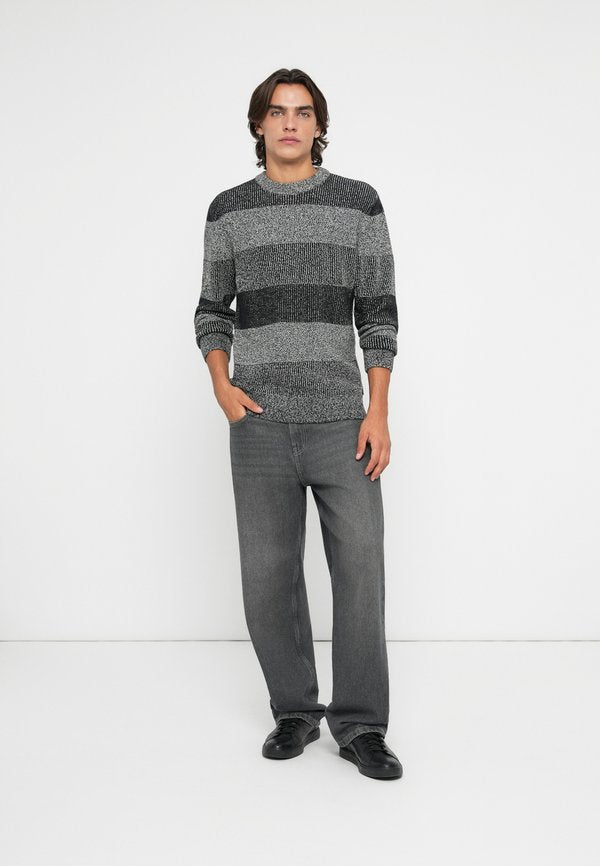 TOM TAILOR DENIM STRUCTURED TWO TONE CREW NECK