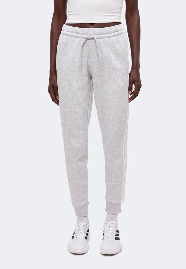 adidas Sportswear ESSENTIALS 3 STRIPES SLIM PANTS - Tracksuit bottoms - light grey heather/white