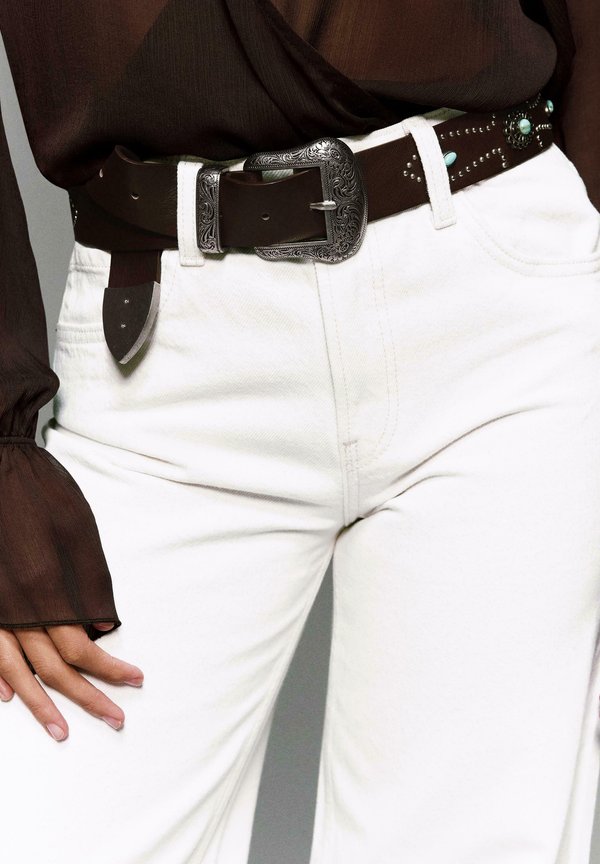 Bershka RHINESTONE - Belt - dark brown