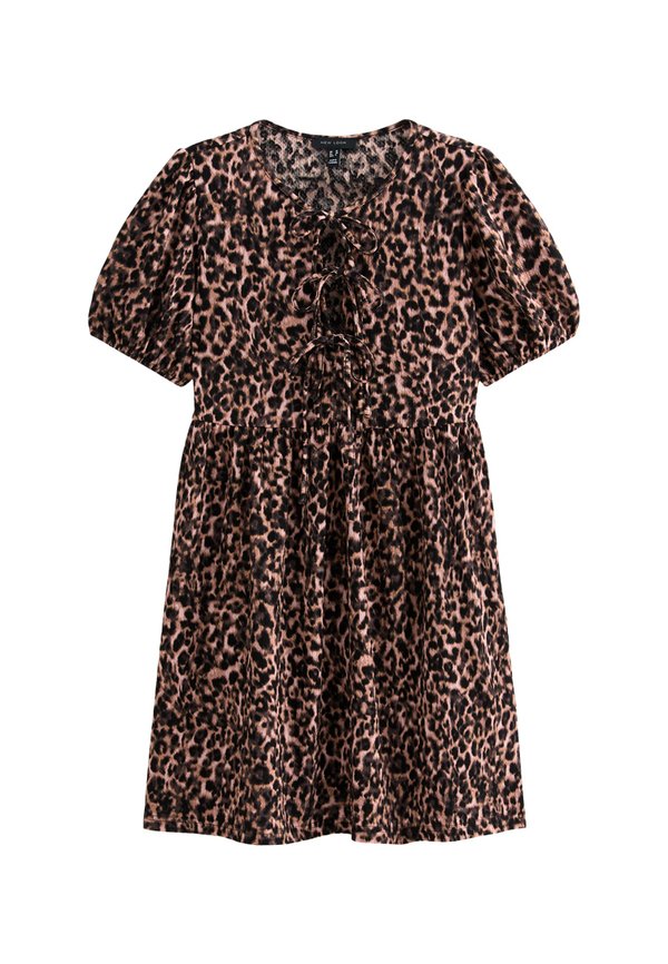 New Look CRINKLED LEOPARD PRINT TIE FRONT MINI