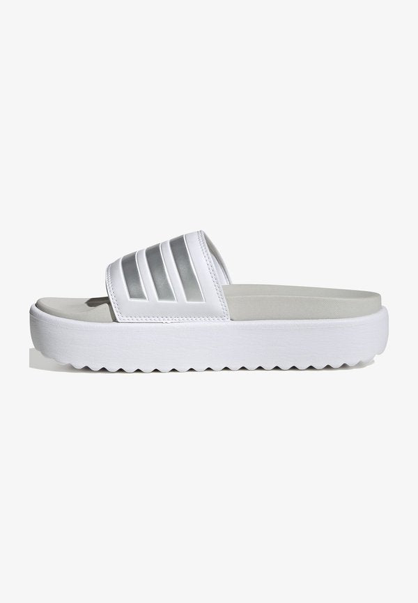 adidas Sportswear ADILETTE PLATFORM - Pool slides - ftwr whitezero metgrey one