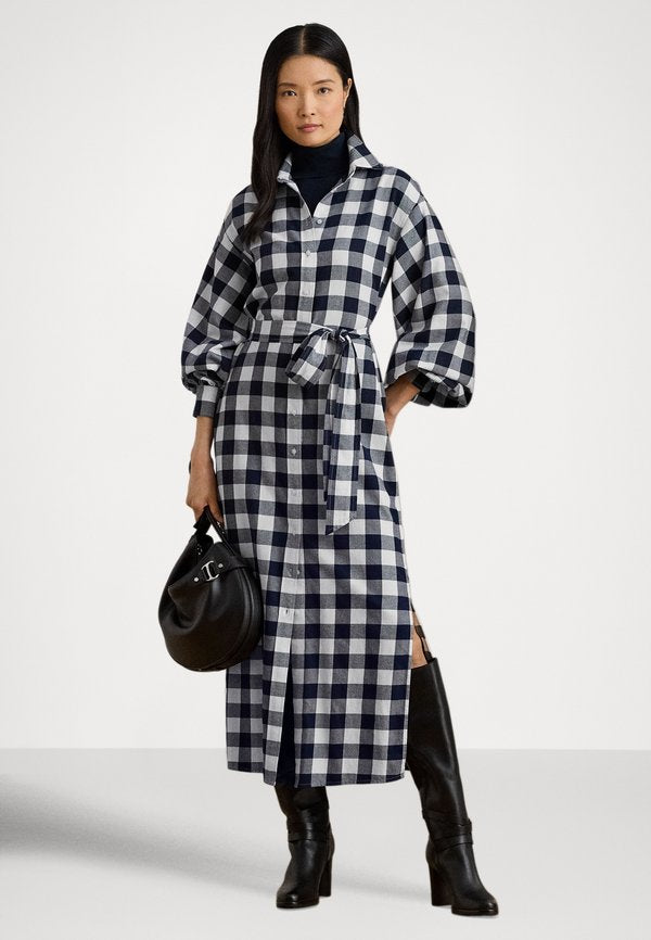 Lauren Ralph Lauren CHECK BELTED COTTON SHIRTDRESS