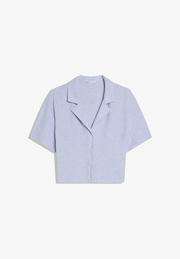Bershka RUSTIC - Button-down blouse - dark blue